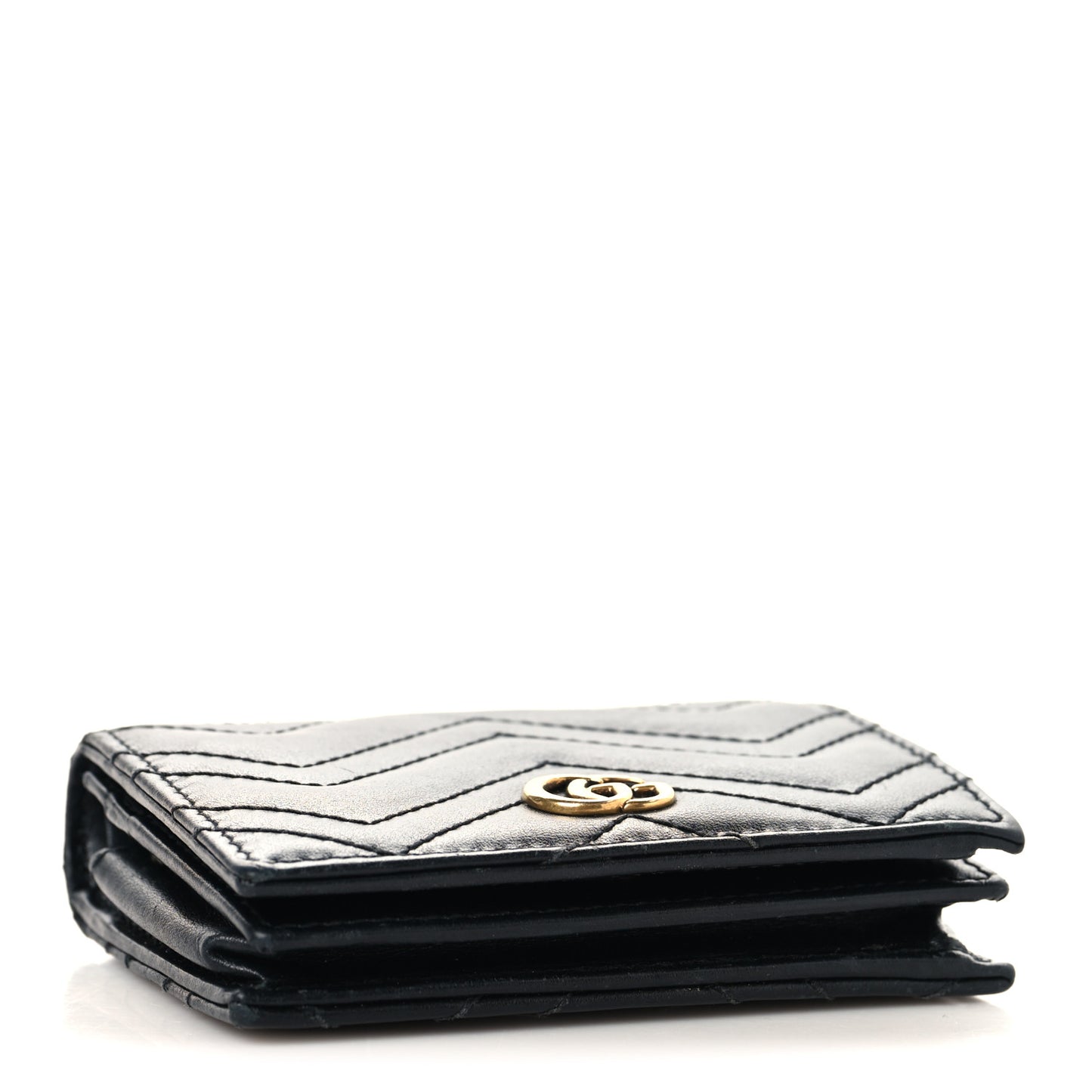 Calfskin Matelasse GG Marmont Card Case Black