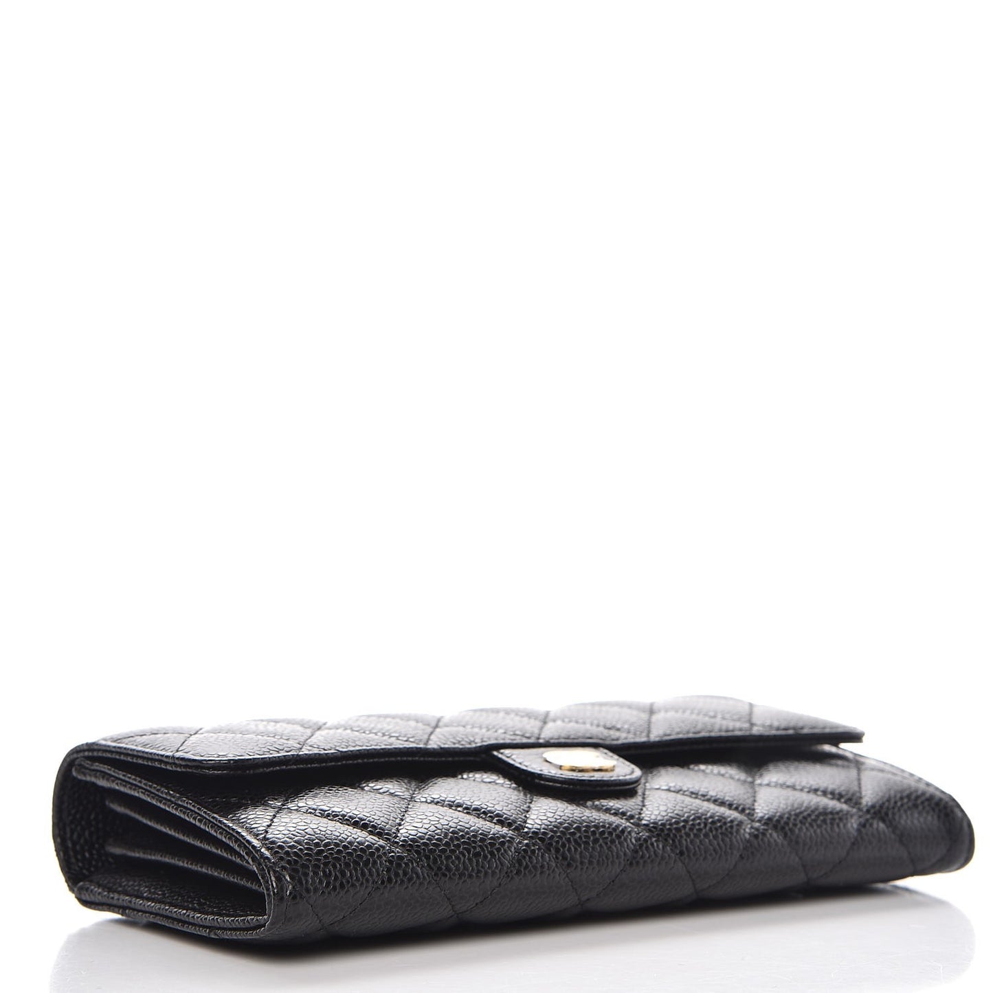 Caviar Quilted Large Flap Wallet Black