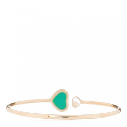 Chopard 18K Rose Gold Diamond Green Agate Happy Hearts Bangle Bracelet 2 of 4