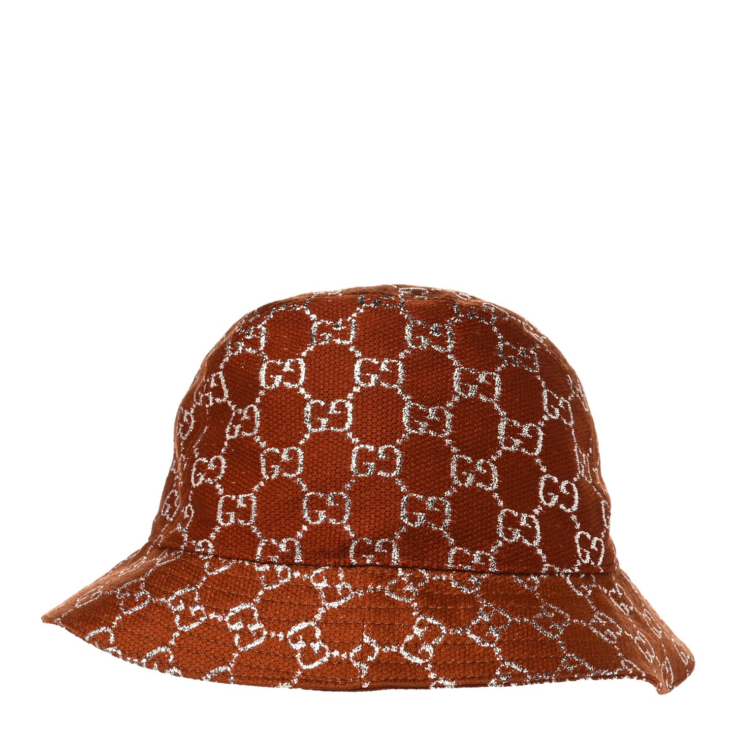 Canvas Lame GG Monogram Bucket Hat S Burnt Orange Silver