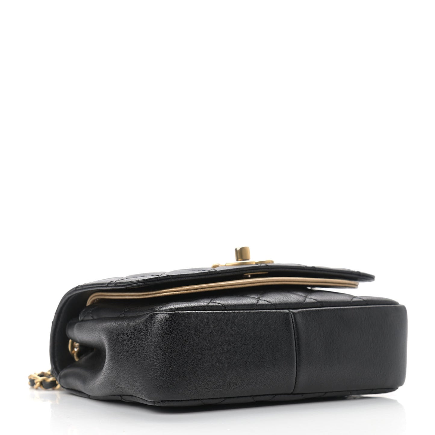 Lambskin Quilted Small Camellia Flower Flap Black