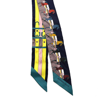 Hermes Silk Rocabar Twilly Marine Jaune Vif Vert 2 of 4