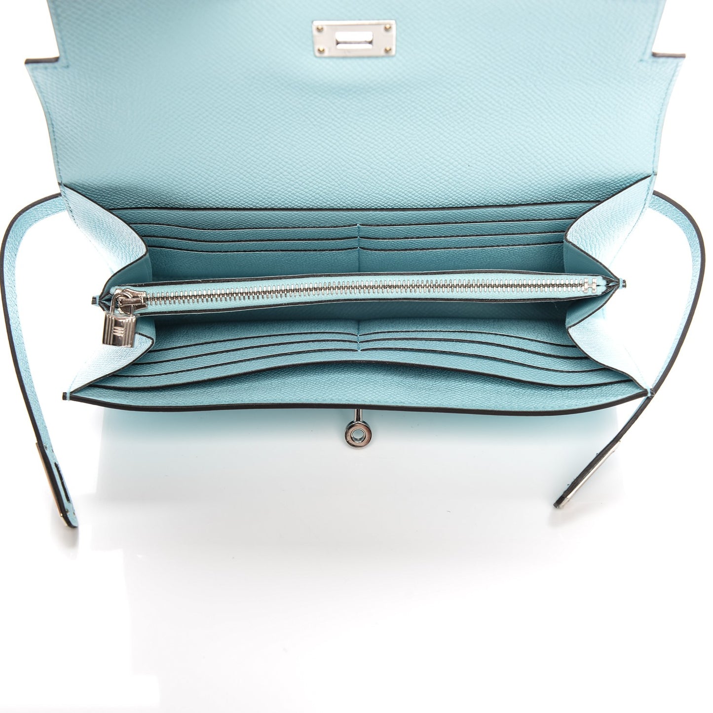 Epsom Kelly Longue Wallet Bleu Zephyr