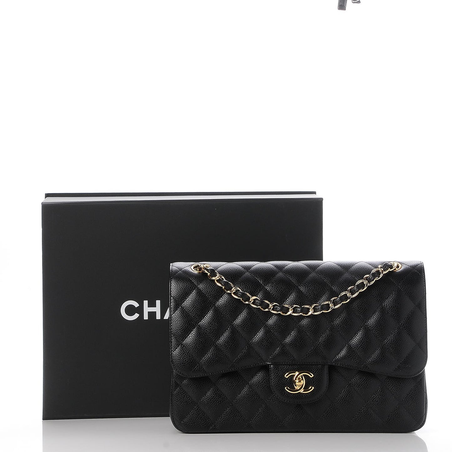 Caviar Quilted Jumbo Double Flap Black