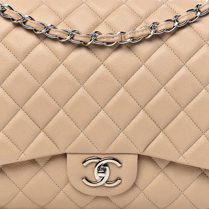 Chanel Caviar Quilted Maxi Double Flap Beige 11 of 11