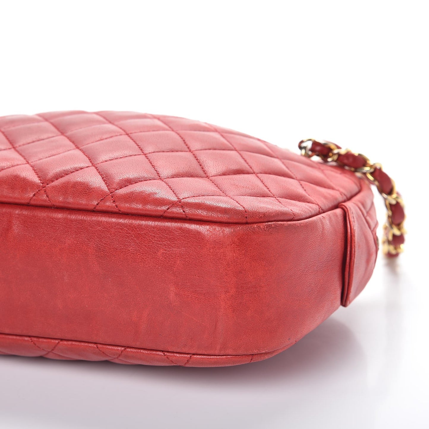 Lambskin Quilted Camera Case Red