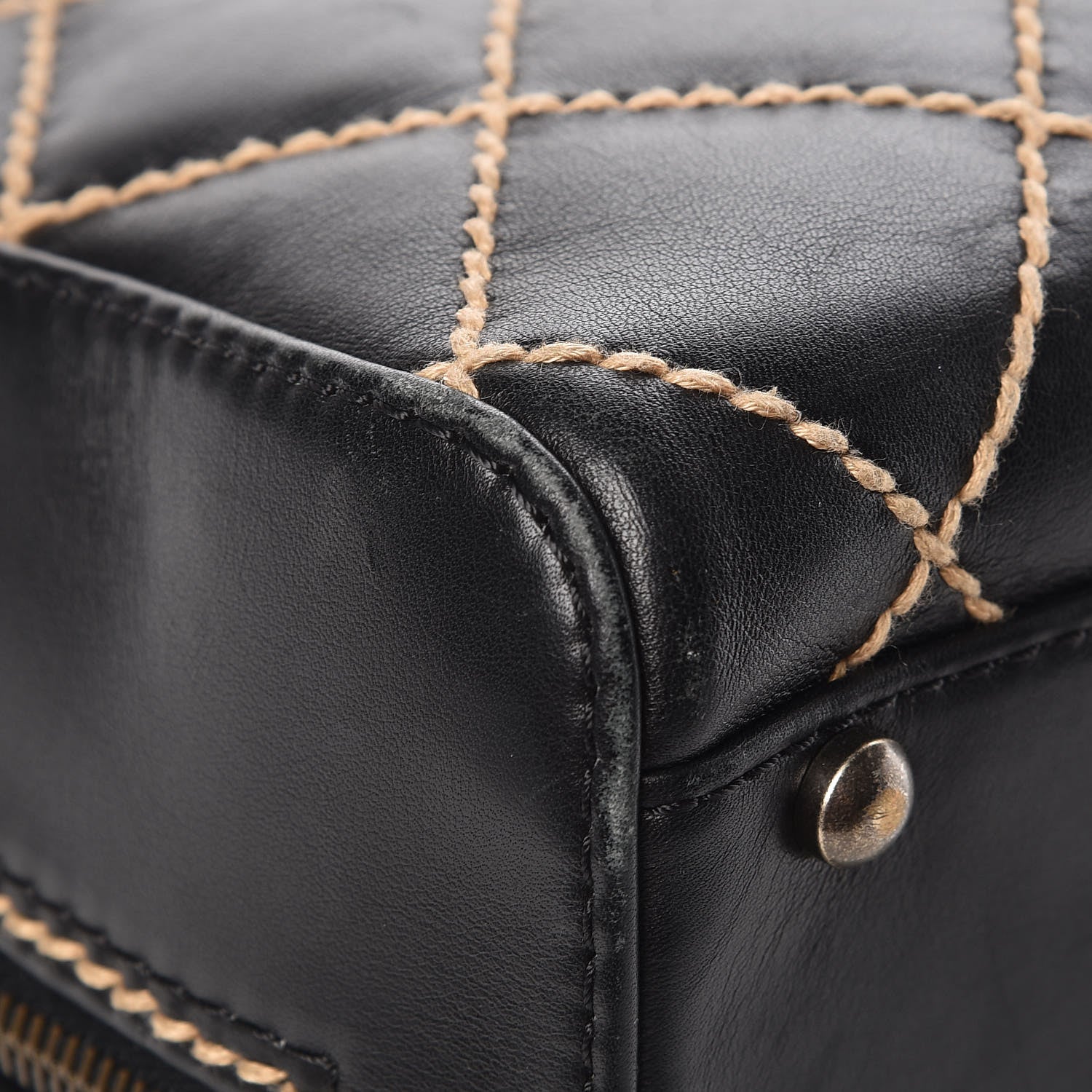 Chanel Calfskin Wild Stitch Top Handle Bag Black 13 of 16