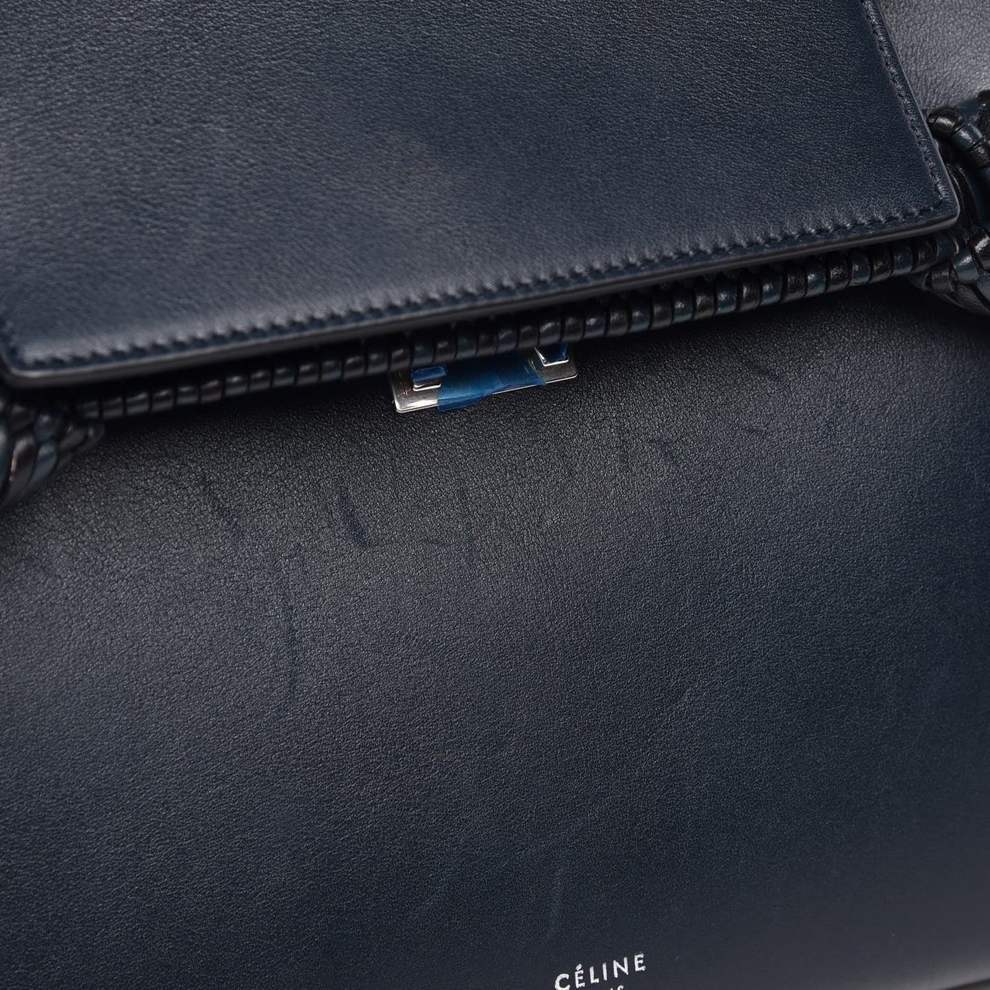 Smooth Calfskin Micro Bi-Color Braided Belt Bag Dark Sea