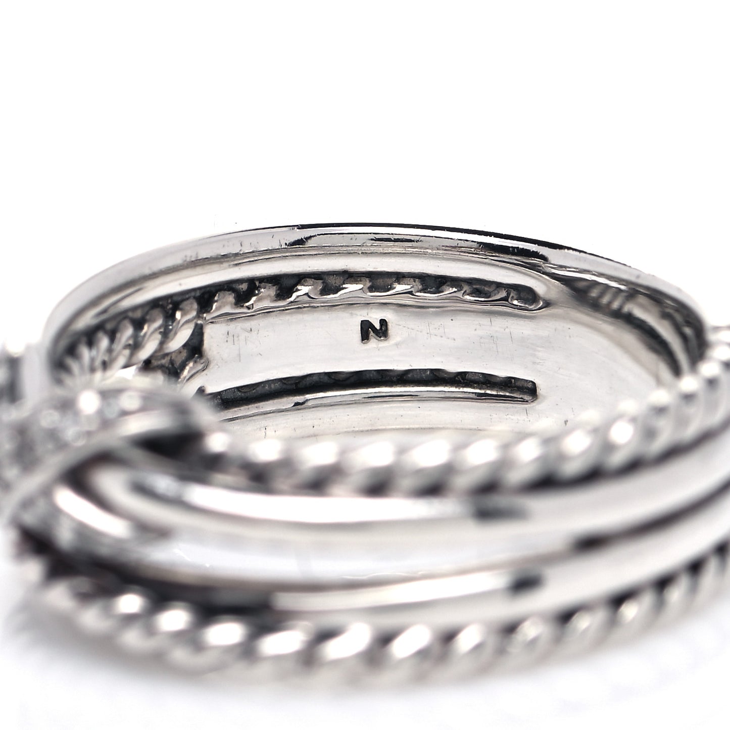 Sterling Silver Diamond X Crossover Ring 50 5.5