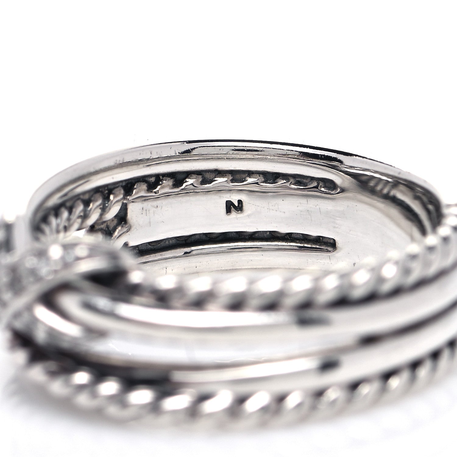 David Yurman Sterling Silver Diamond X Crossover Ring 50 5.5 5 of 5