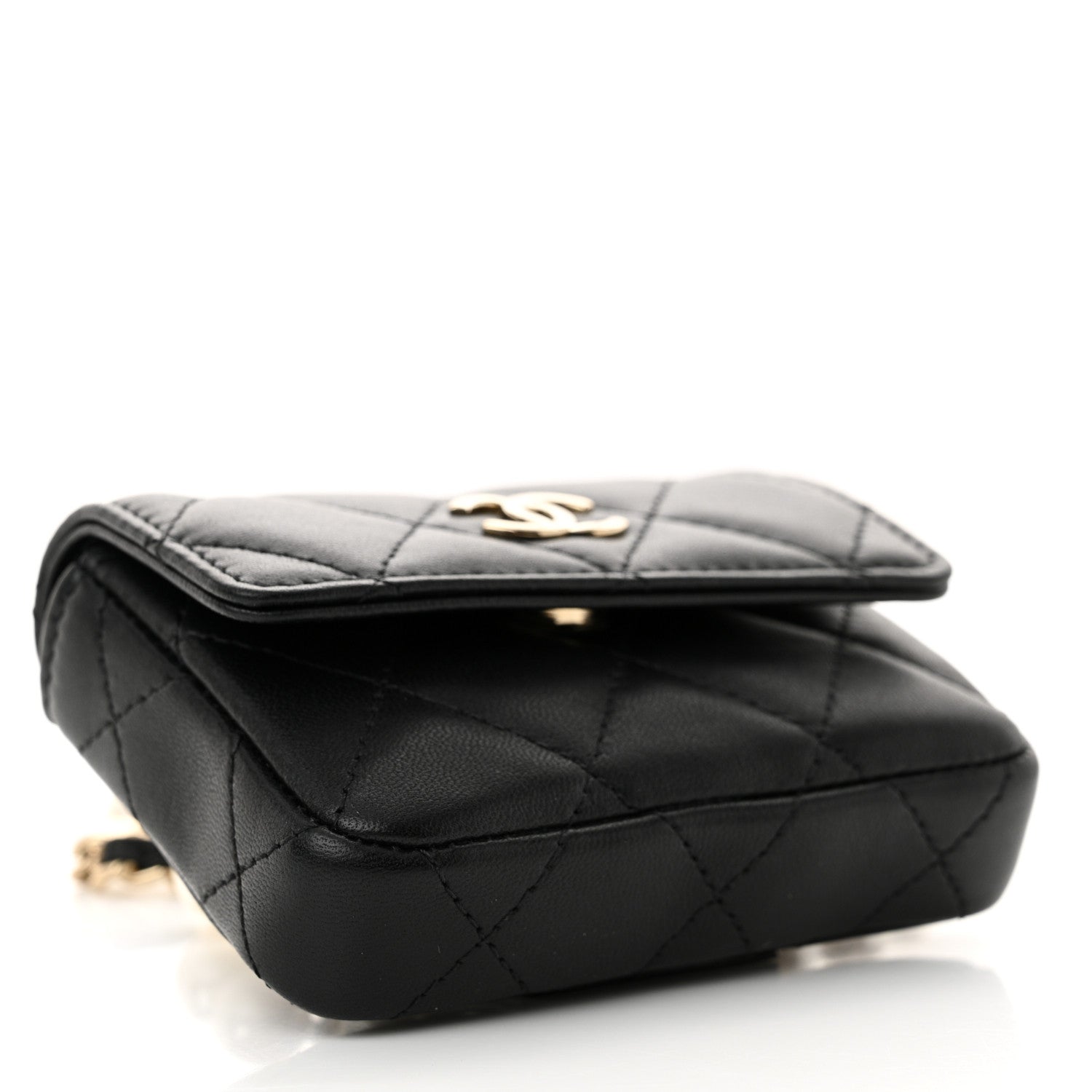 Chanel Lambskin Quilted Pearl Chain Belt Bag Black 4 of 12
