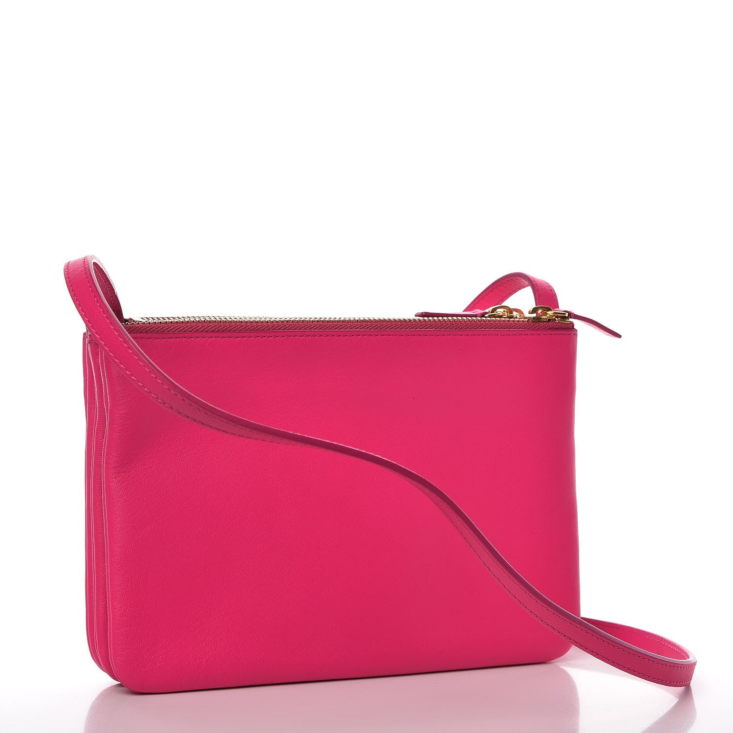 Celine Lambskin Small Trio Crossbody Bag Fluo Fuchsia 3 of 7