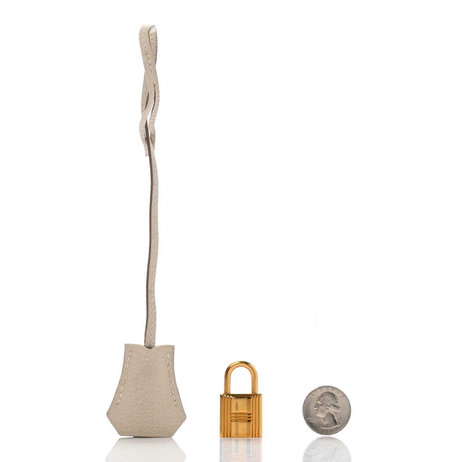 Hermes Togo Lock and Key Clochette Set Craie 2 of 8