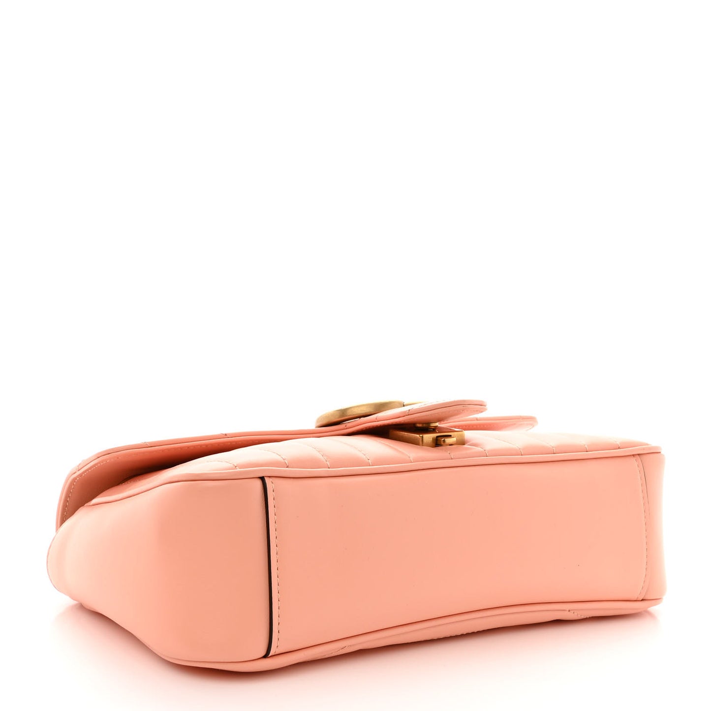 Calfskin Vertical Ring Matelasse Small GG Marmont Shoulder Bag Peachy Chic