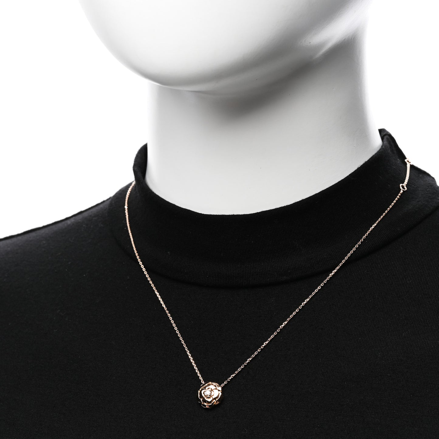 18K Rose Gold Diamond Extrait de Camelia Pendant Necklace