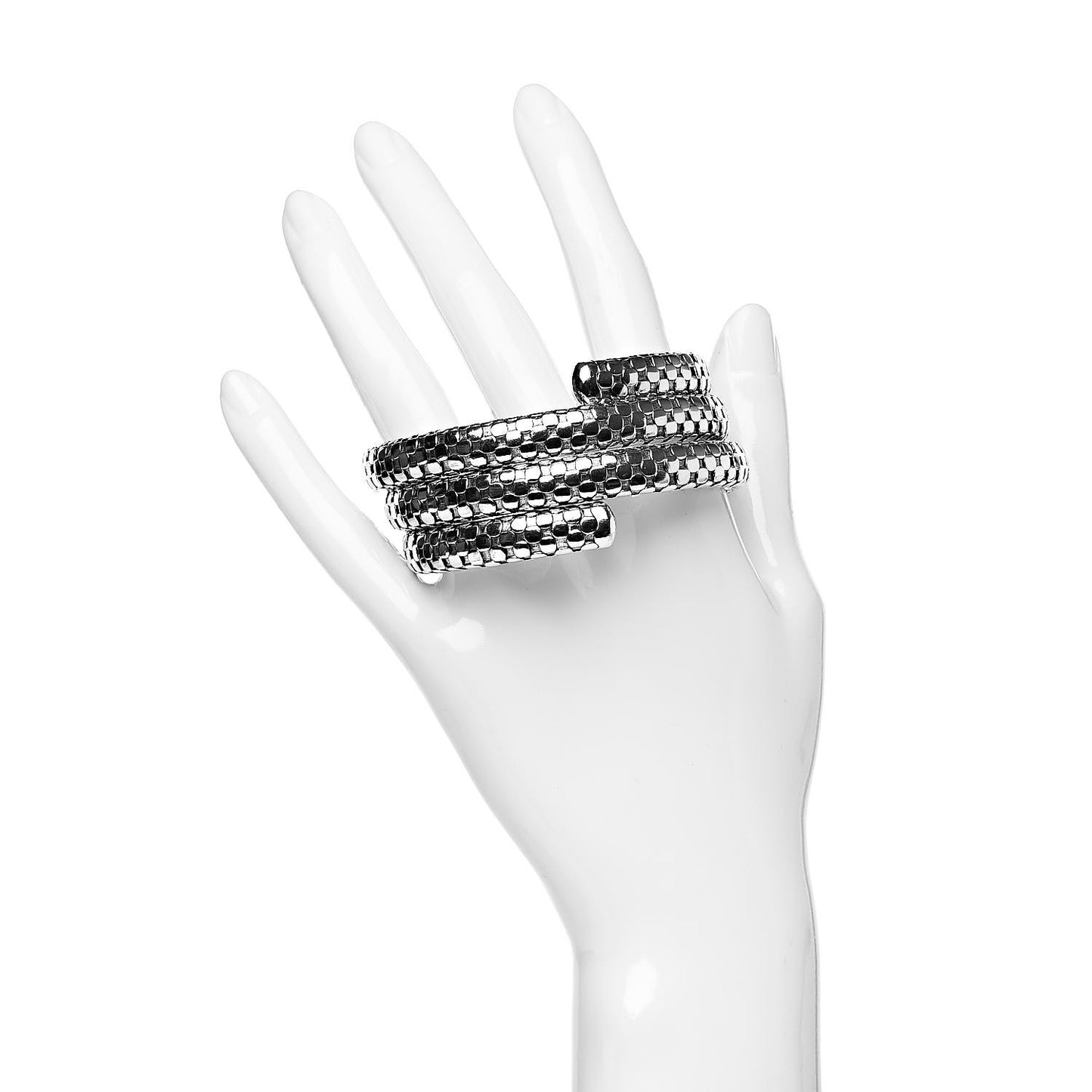 Sterling Silver Dot Triple Coil Bracelet