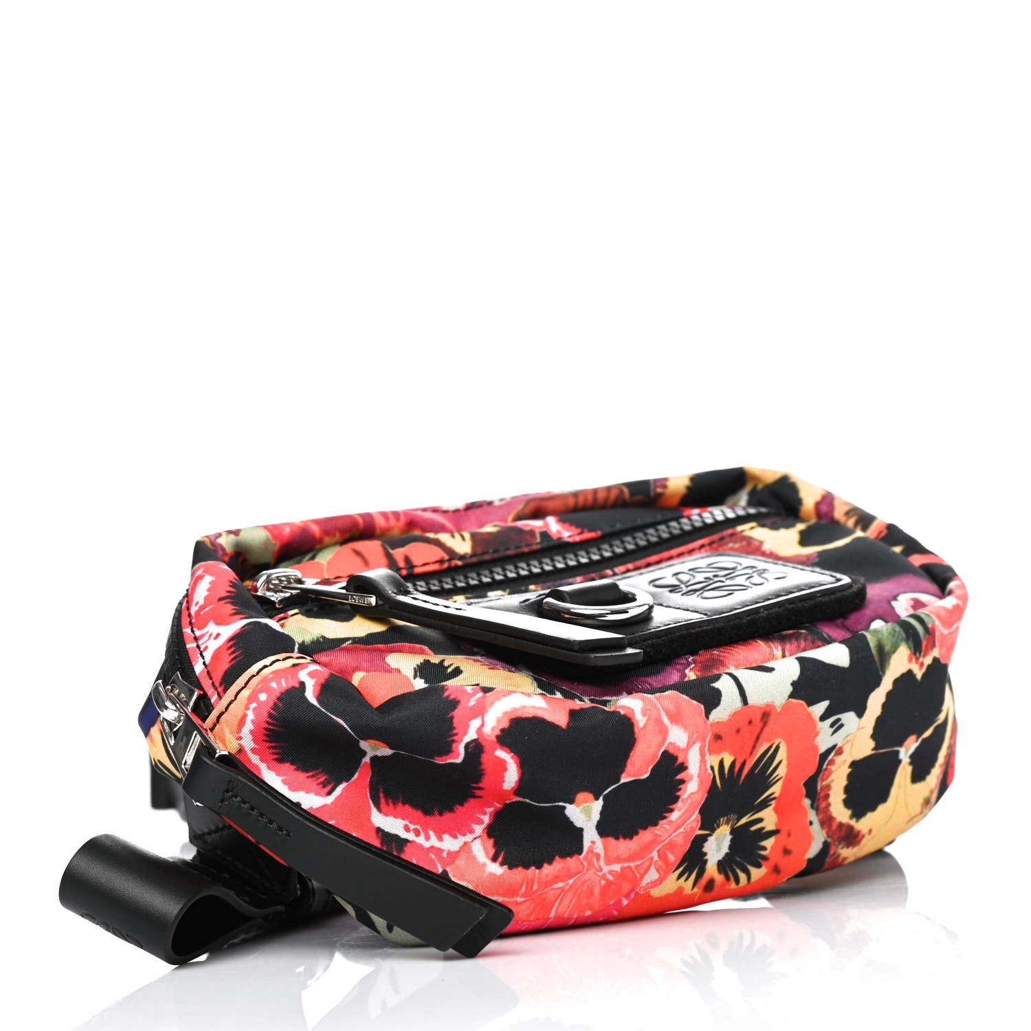 Loewe Nylon Pansies Small Round Bum Bag Black Multicolor 3 of 4