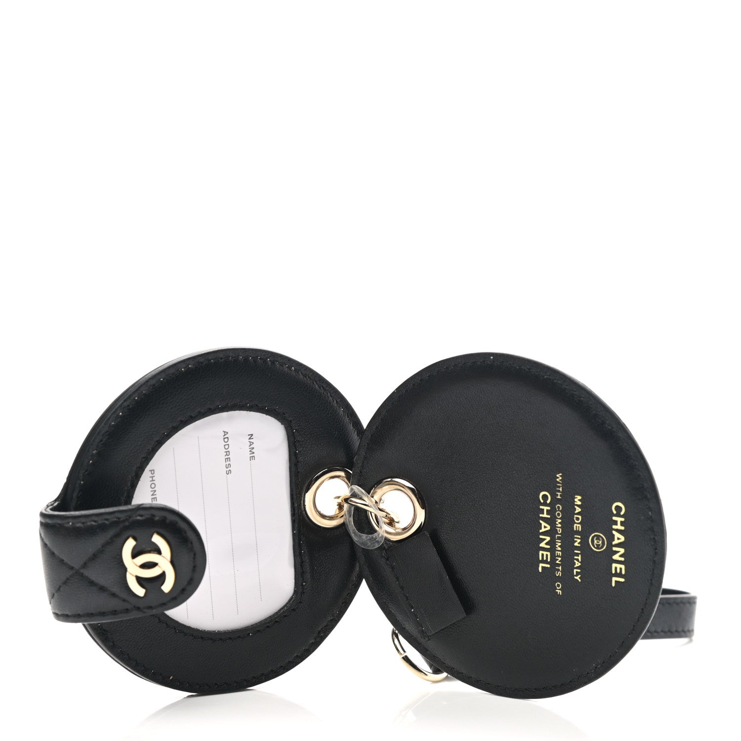 Chanel Lambskin Quilted Round Luggage Tag Black 3 of 6