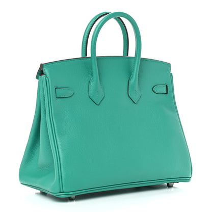 Hermes Taurillon Novillo Verso Birkin 25 Vert Verone Rose Lipstick 3 of 11