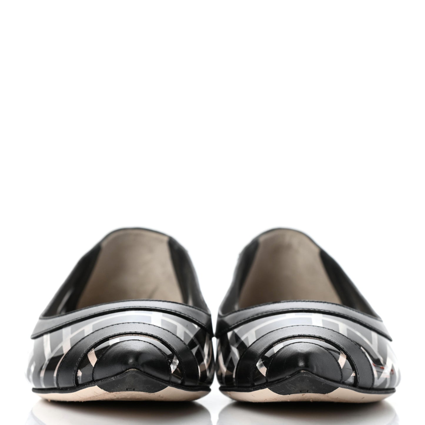 PVC Calfskin FF Colibri Ballerina Flats 36 Black