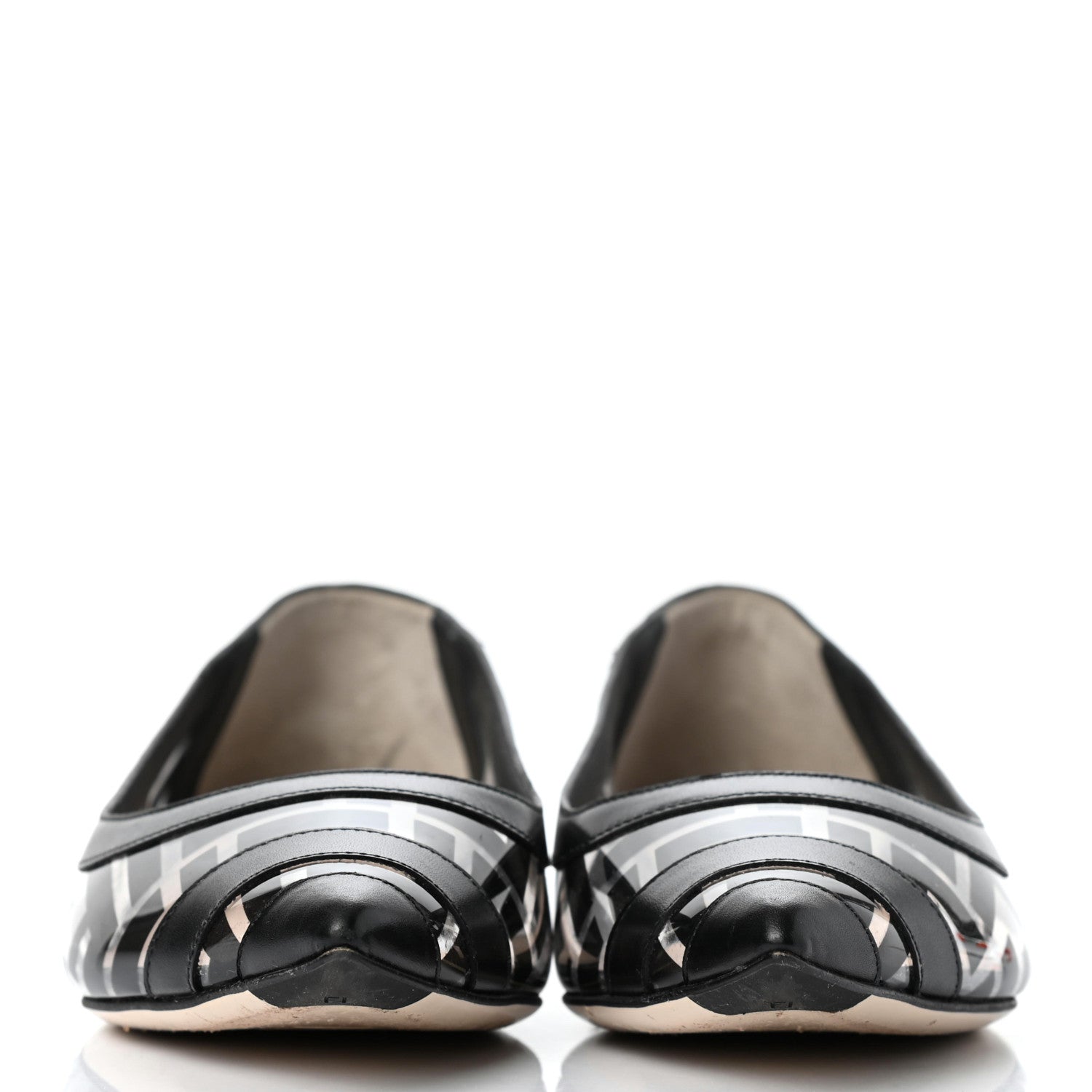 Fendi PVC Calfskin FF Colibri Ballerina Flats 36 Black 2 of 8