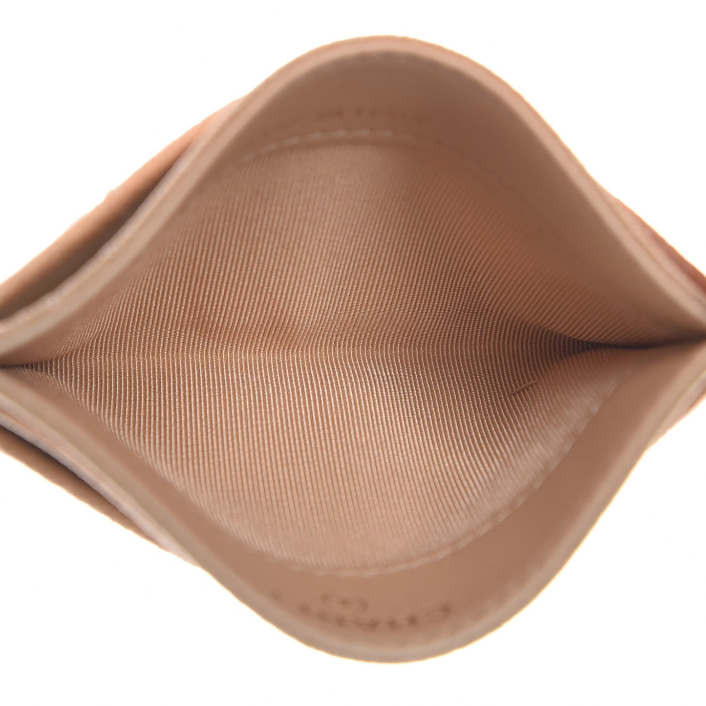 Iridescent Caviar Quilted Card Holder Beige