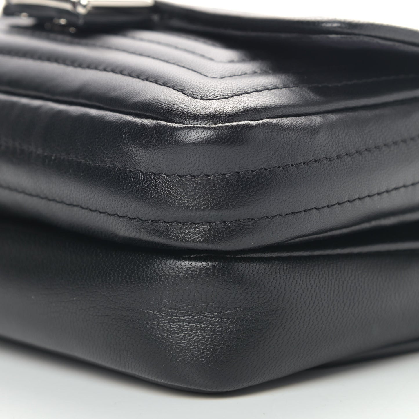 Shiny Nappa Trapuntata Micro Double Baguette Black