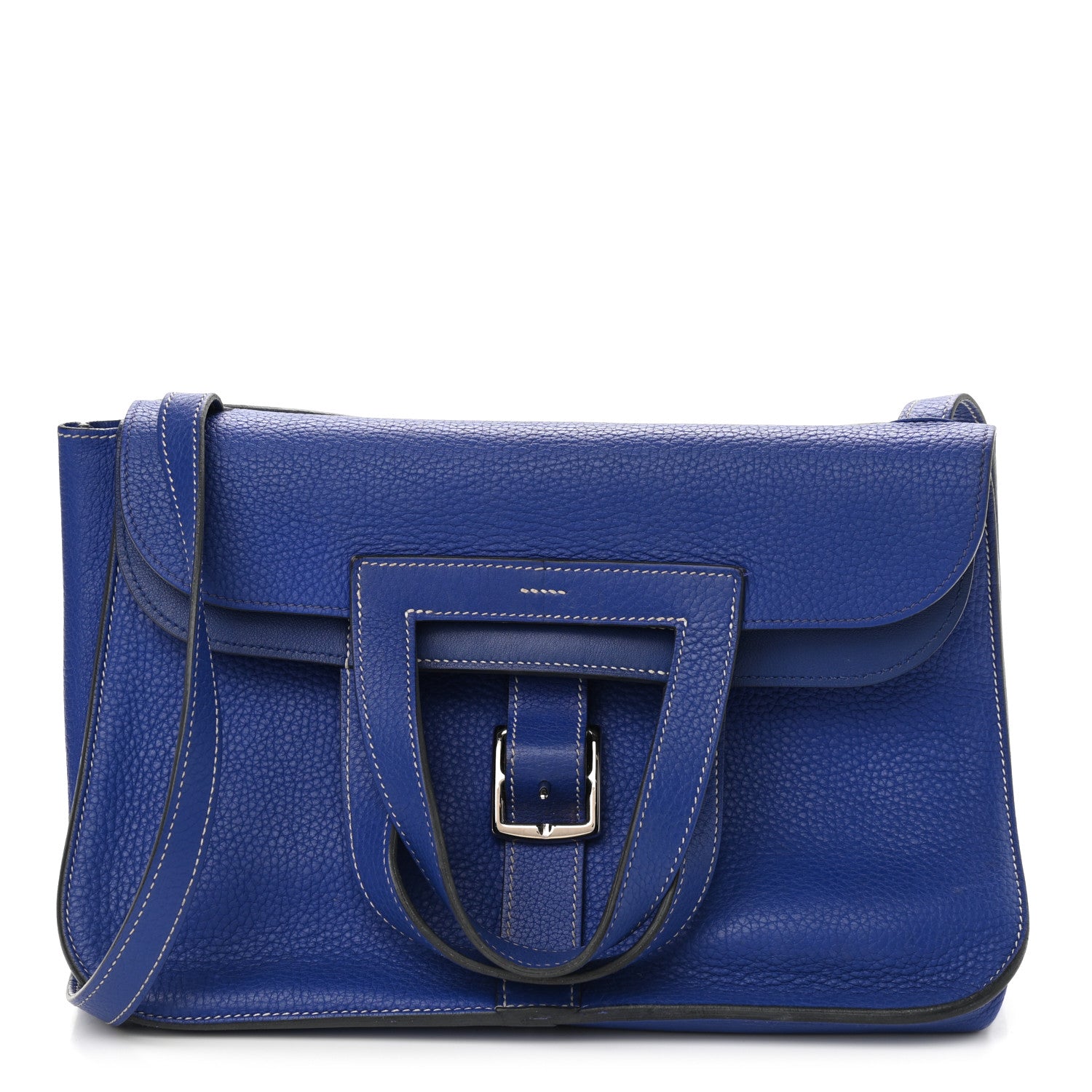 Hermes Taurillon Clemence Halzan 31 GM Bleu Electrique 1 of 11