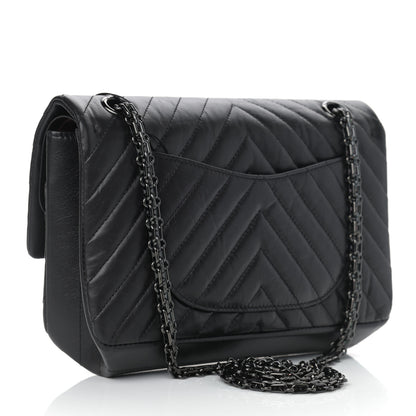 Chanel Aged Calfskin Chevron Quilted 2.55 Reissue 225 Flap So Black 3 of 10