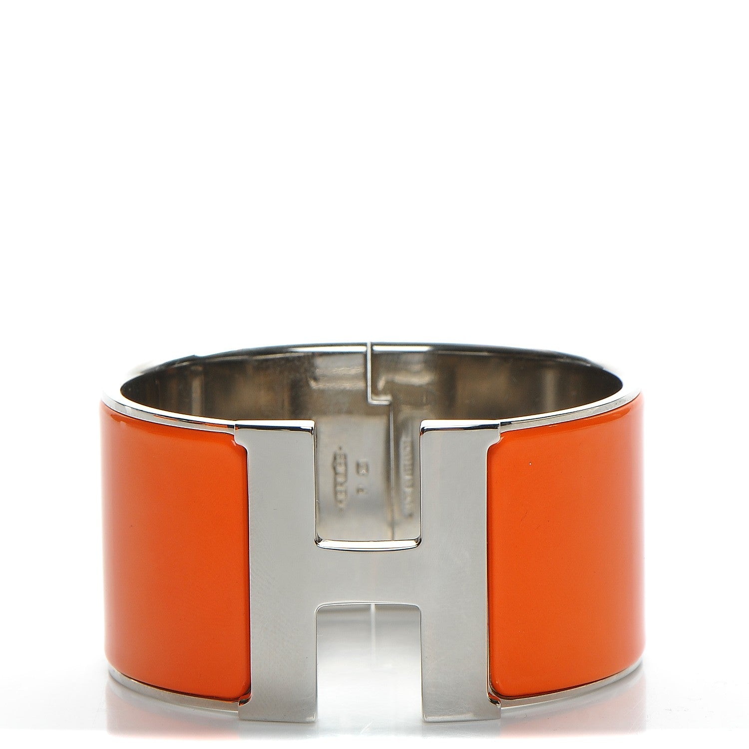 Hermes Enamel Extra Wide Clic Clac H Bracelet GM Orange 1 of 5