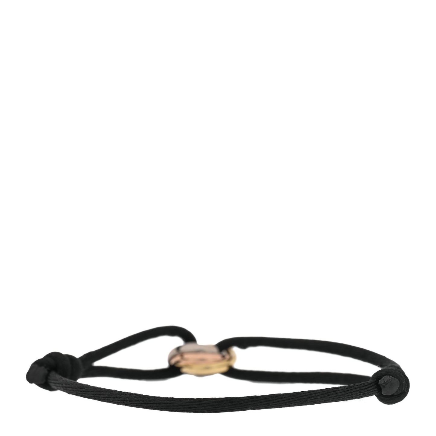 18K Pink Yellow White Gold Trinity Adjustable Cord Bracelet Black
