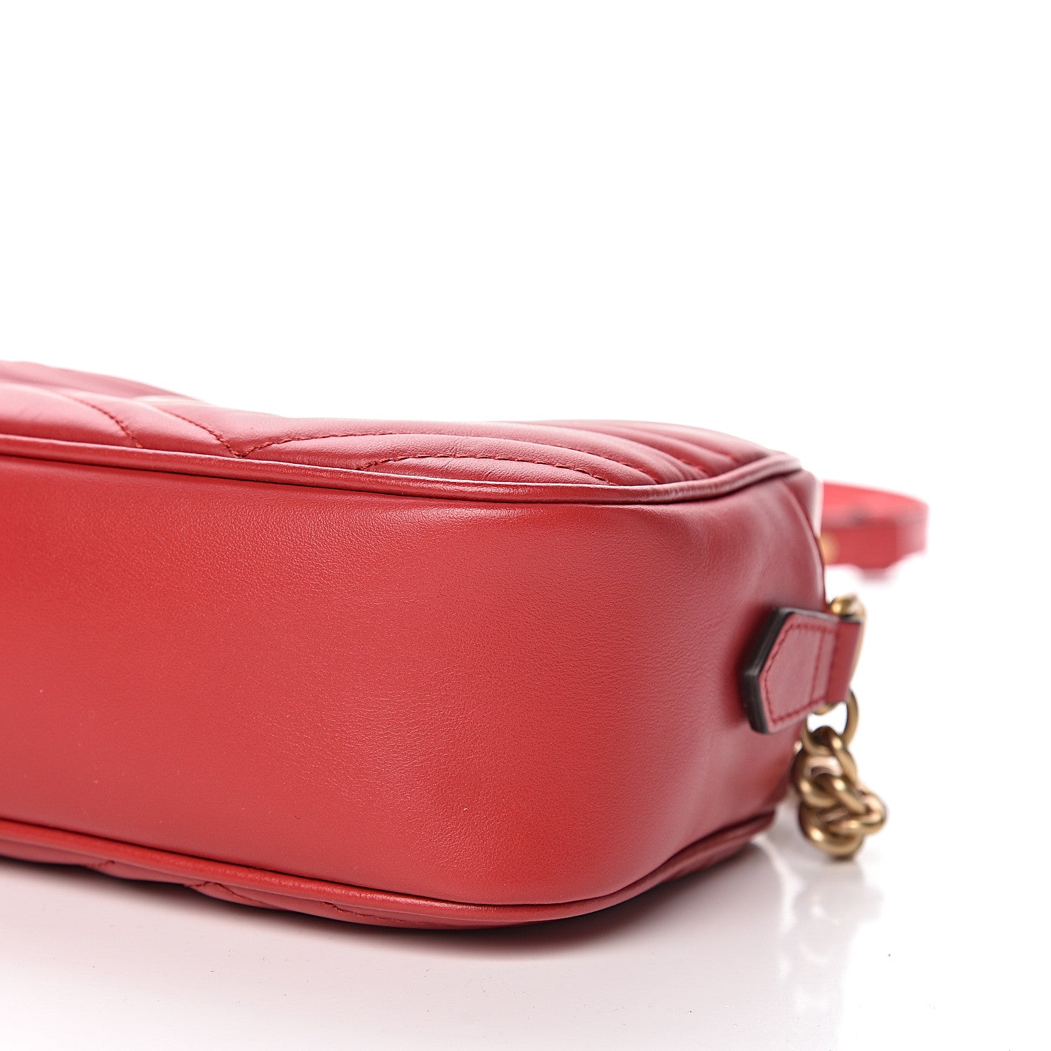 Gucci Calfskin Matelasse Small GG Marmont Chain Shoulder Bag Hibiscus Red 9 of 10