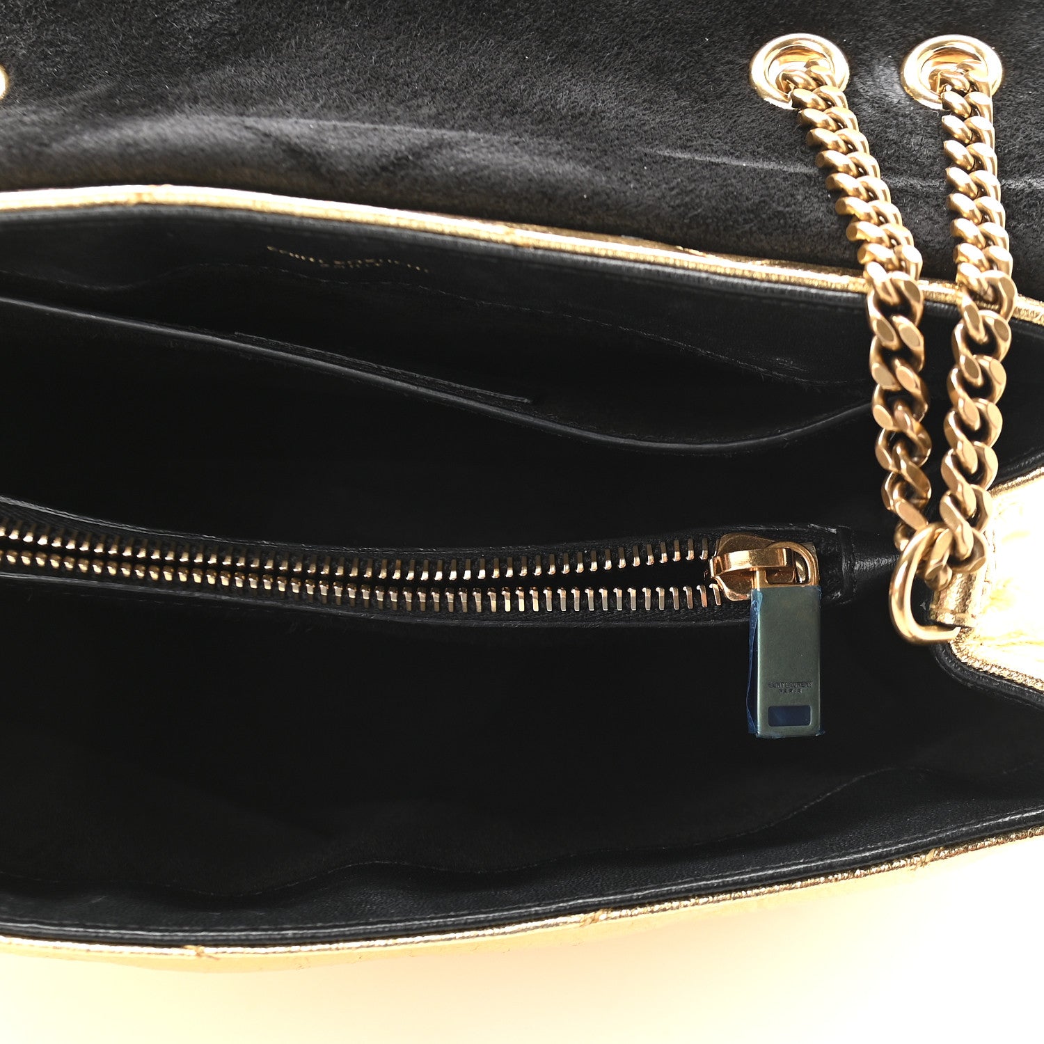 Saint Laurent Metallic Calfskin Y Quilted Small Loulou Monogram Chain Satchel Gold 4 of 8
