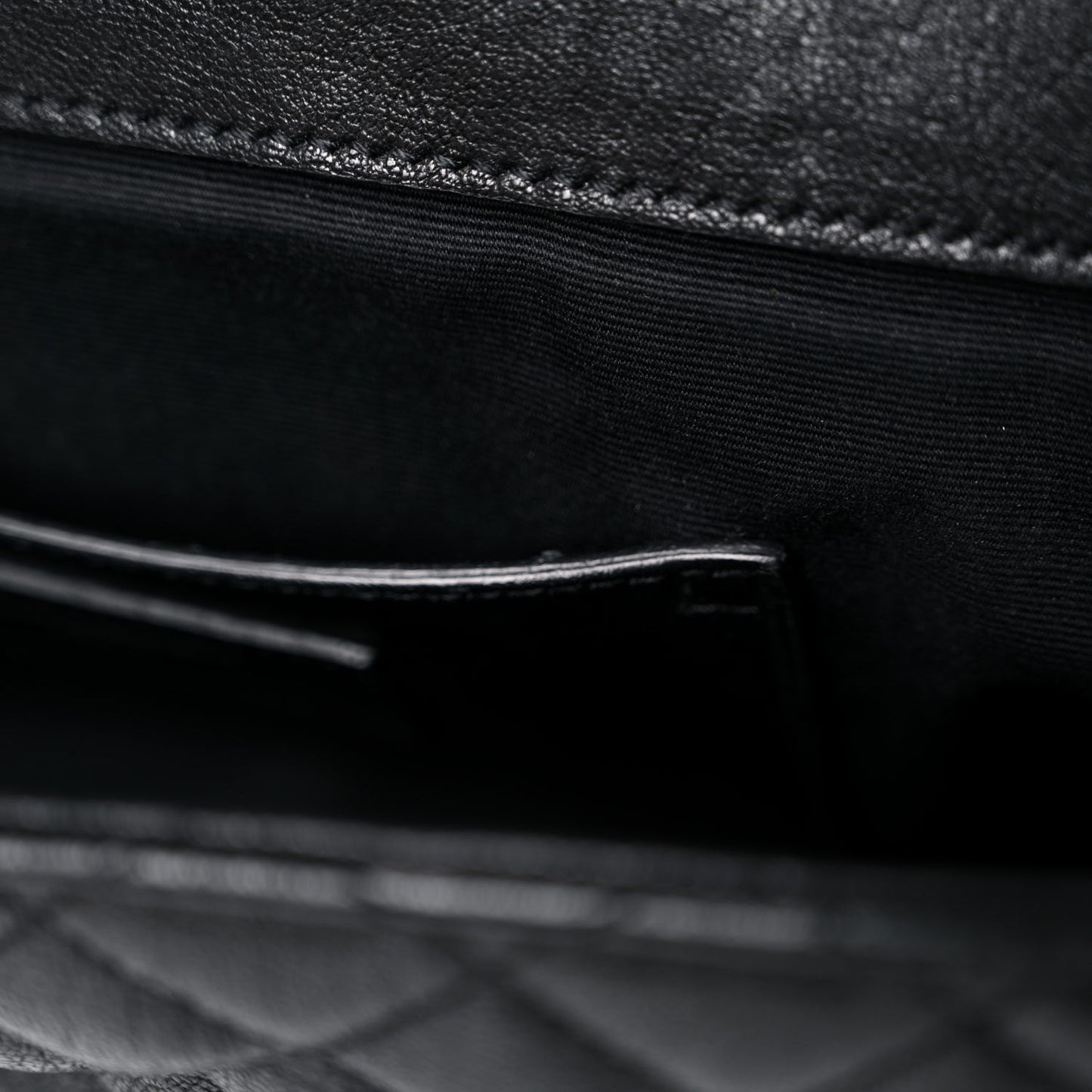 Sheepskin Tri-Quilt Monogram Medium College Bag Black