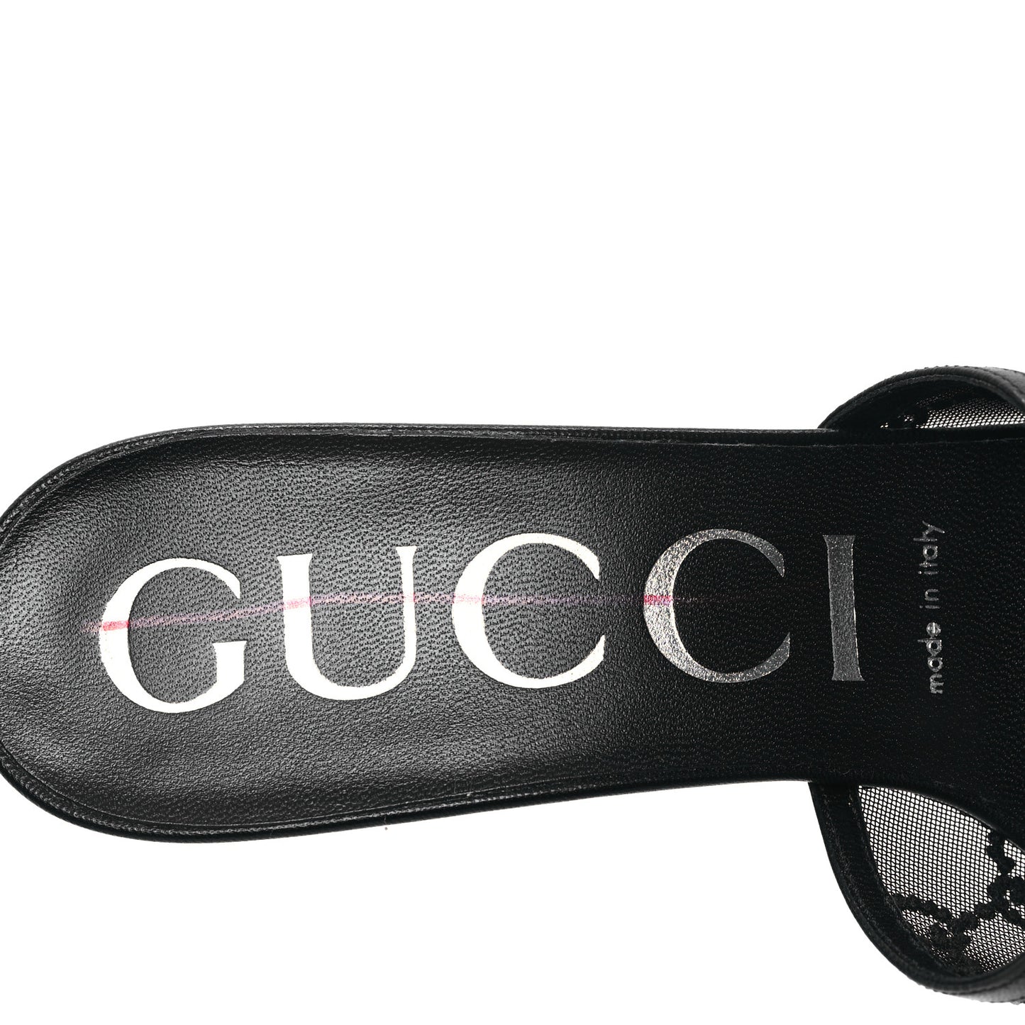 Tela Retino Nappa Crystal GG Monogram Square G 95mm Slide Sandals 39 Black