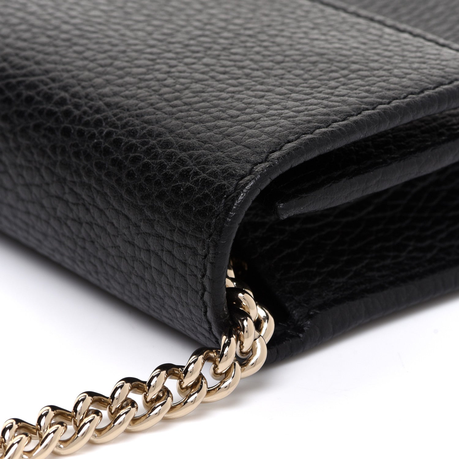 Gucci Dollar Calfskin Interlocking G Chain Wallet Black 12 of 14