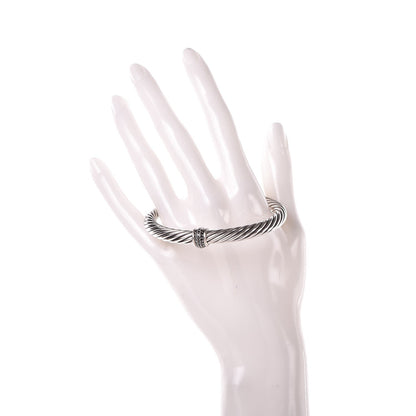 David Yurman Sterling Silver Black Diamond 7mm Cable Classics Station Bracelet 2 of 5