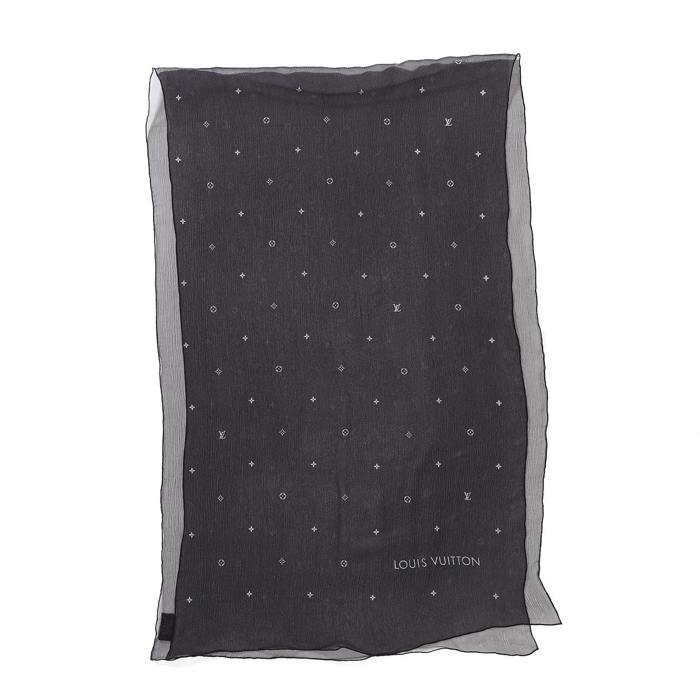 Silk Crepe Monogram Scarf Black
