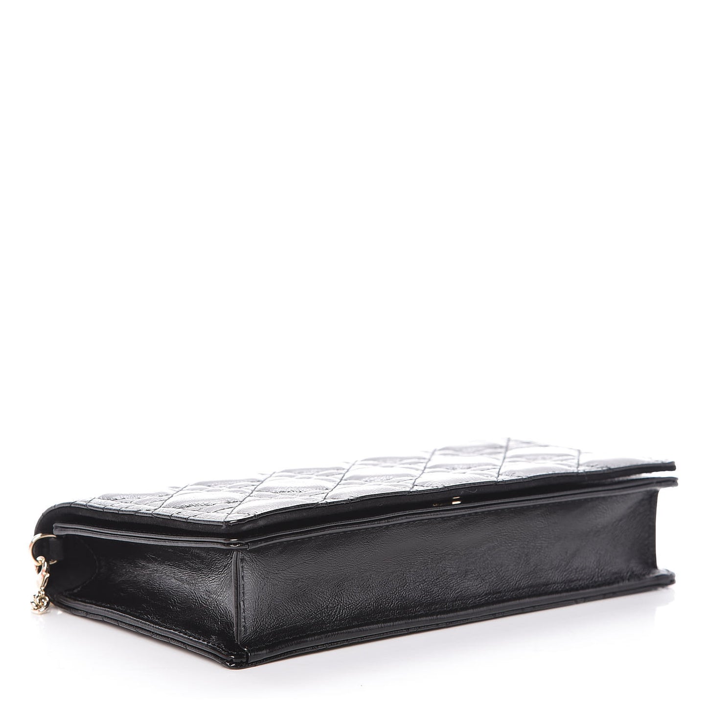 Crinkled Patent Cannage Lady Dior Clutch Black