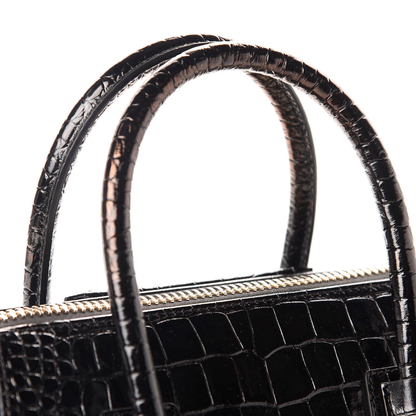 Calfskin Crocodile Embossed Small Antigona Black