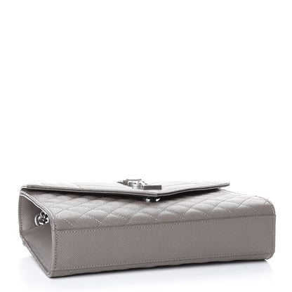Saint Laurent Grain De Poudre Textured Mixed Matelasse Medium Triquilt Monogram Satchel New Stone 3 of 10