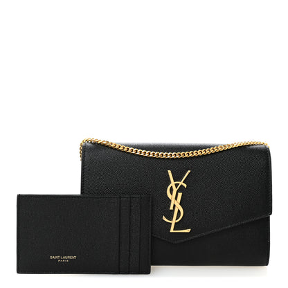 Saint Laurent Grain de Poudre Uptown Chain Wallet Black 3 of 11