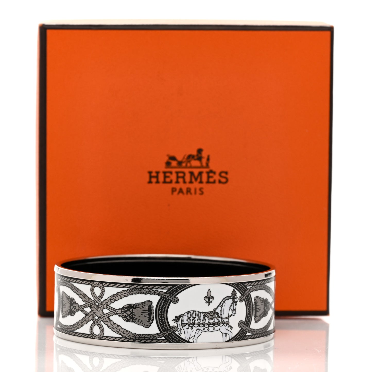 Enamel Printed Wide Grand Apparat Bracelet 65 White