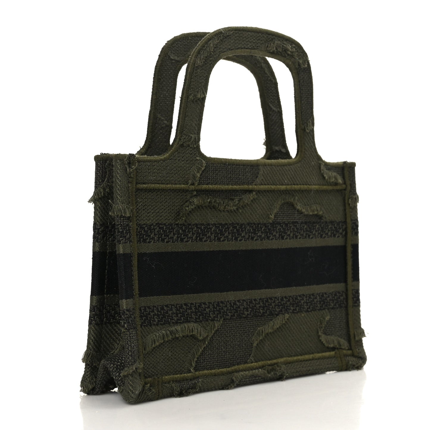 Canvas Embroidered Camouflage Mini Book Tote Green