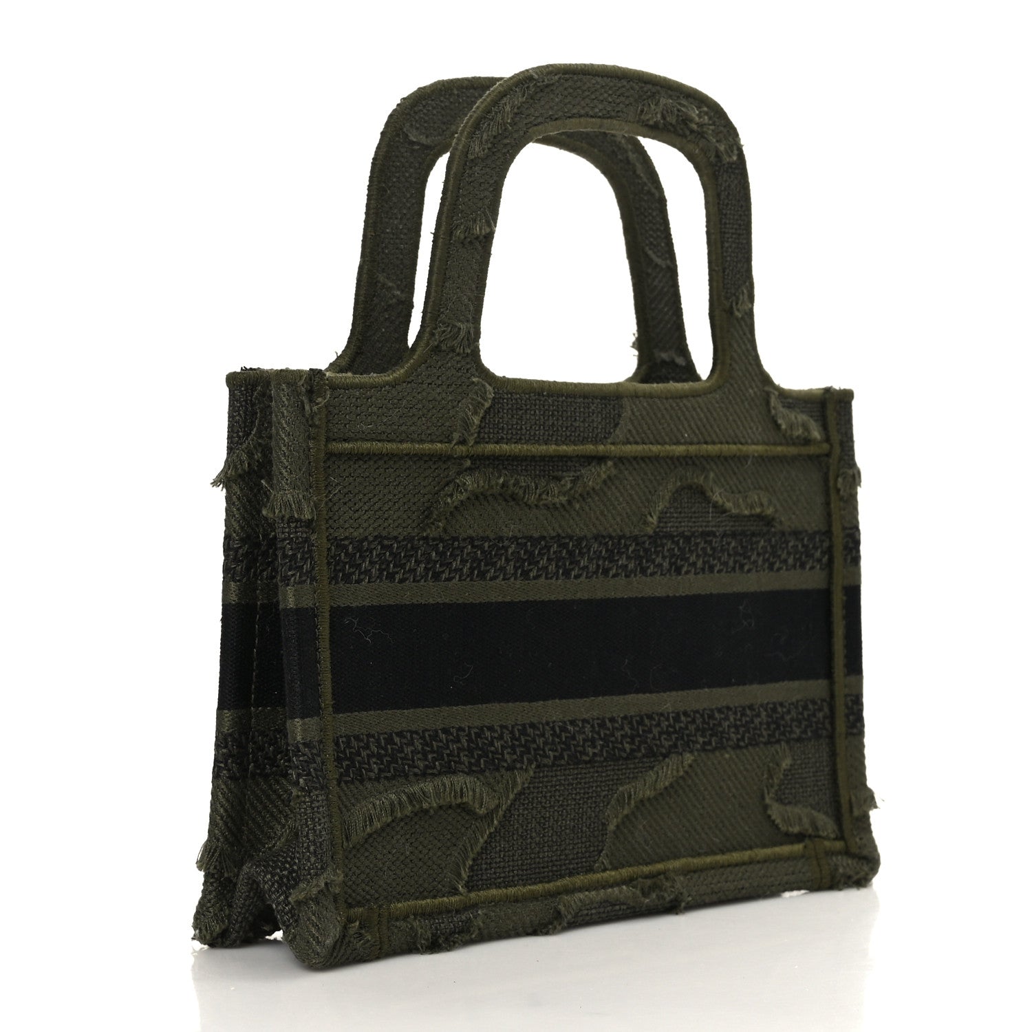 Christian Dior Canvas Embroidered Camouflage Mini Book Tote Green 3 of 8