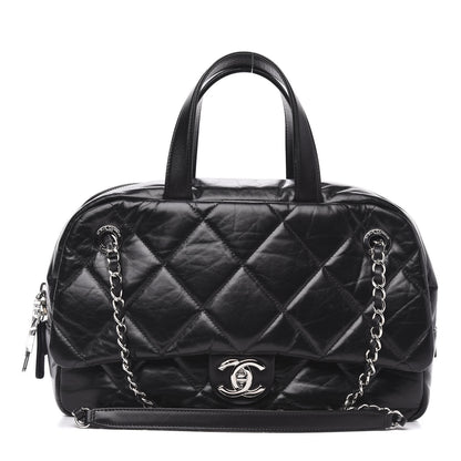 Chanel Aged Calfskin Quilted Small Express Bowling Bag Black 1 of 9