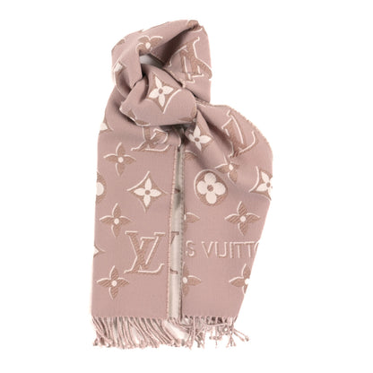 Louis Vuitton Wool Silk Logomania Essential Shine Scarf Pink 1 of 3