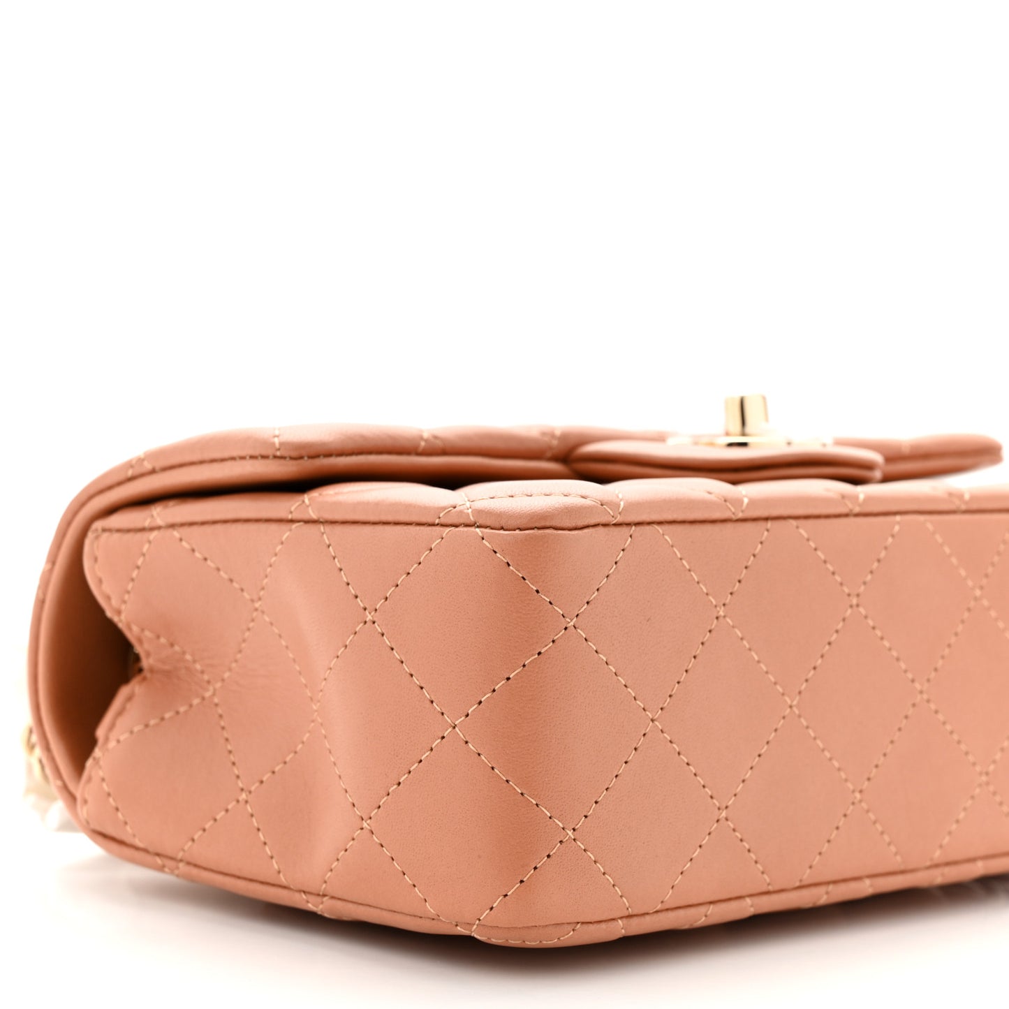 Lambskin Quilted Mini Rectangular Flap Brown