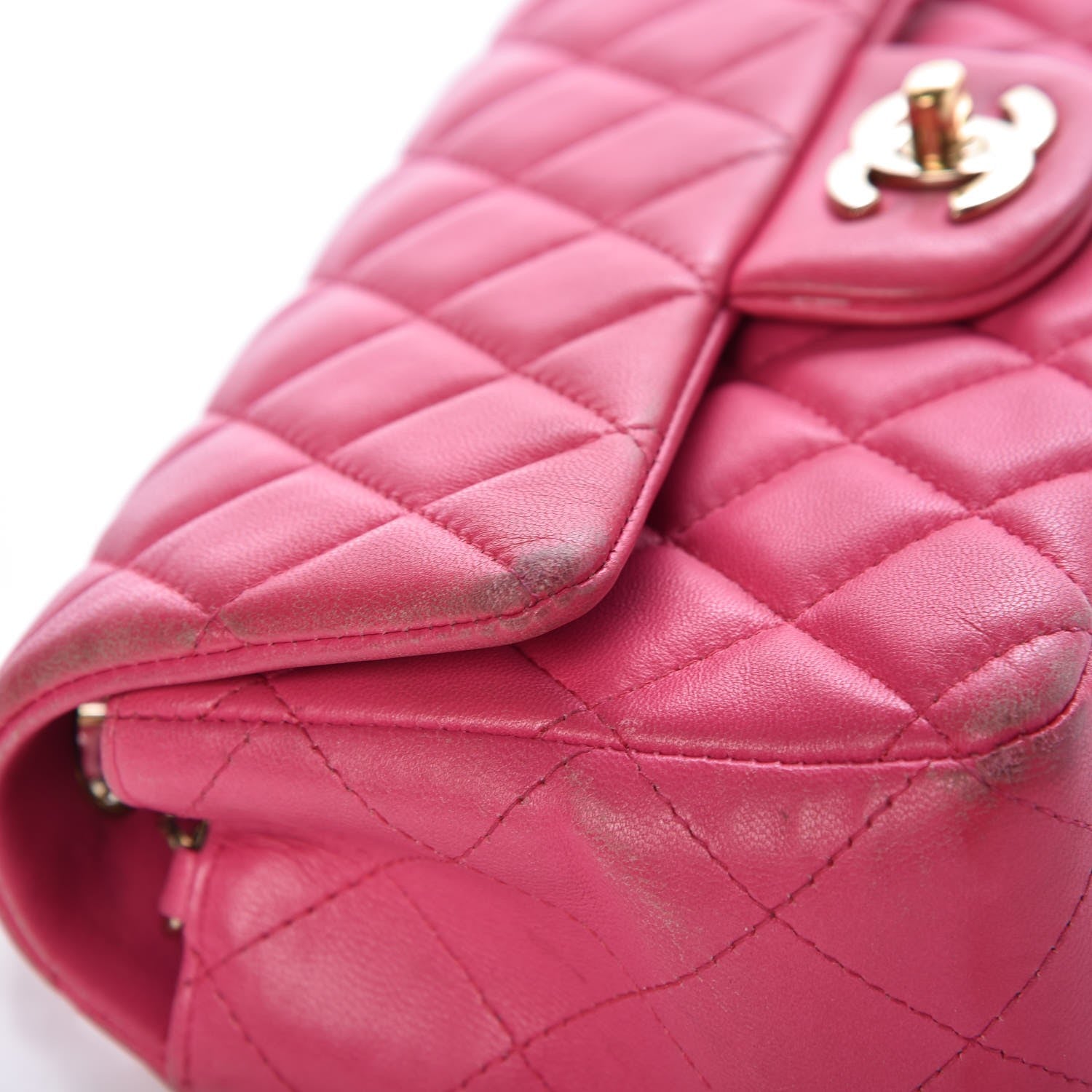 Chanel Lambskin Quilted Mini Rectangular Flap Dark Pink 13 of 21