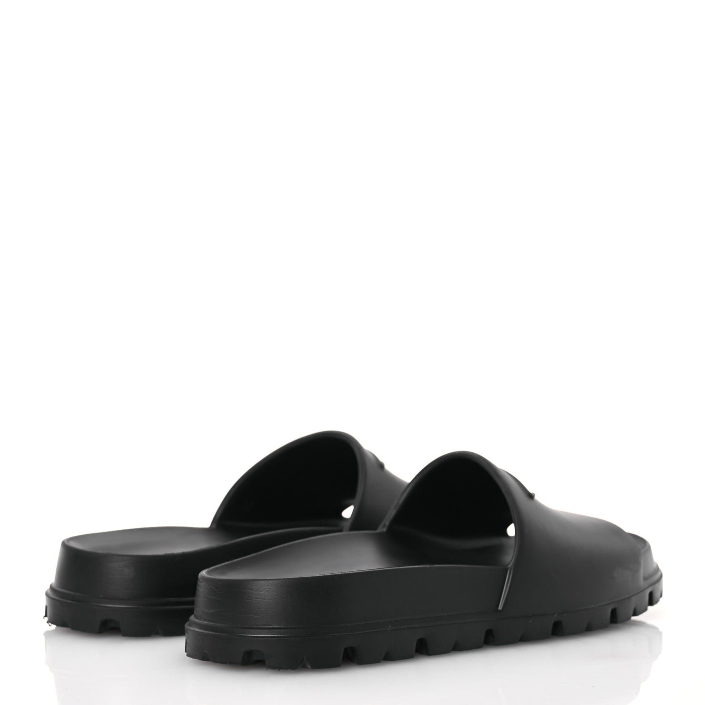 EVA Rubber Triangle Logo Embossed Womens Lug Sole 20mm Slide Sandals 38 Black